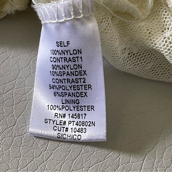 Privy Cream Ruched Bustier Blouse lace long sleeve size small - Picture 10 of 14